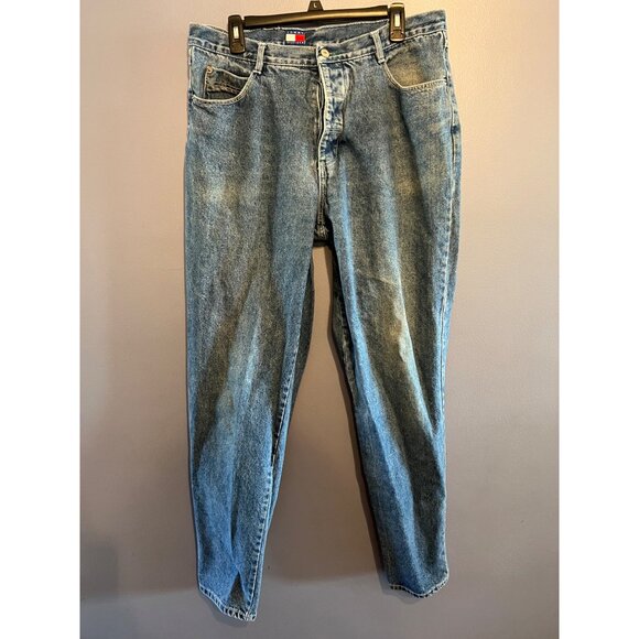 Vintage Y2K Men’s Tommy Hilfiger Light Wash Loose Fitting Jeans Button Fly 38x32 - Picture 1 of 10